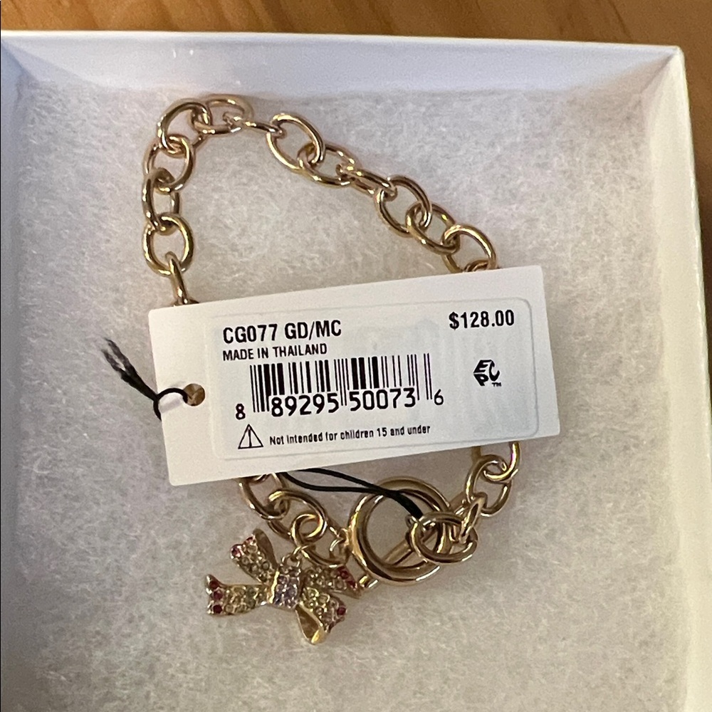 NWT Coach Gold Chain Bracelet with Bow Accent - Picture 2 of 4